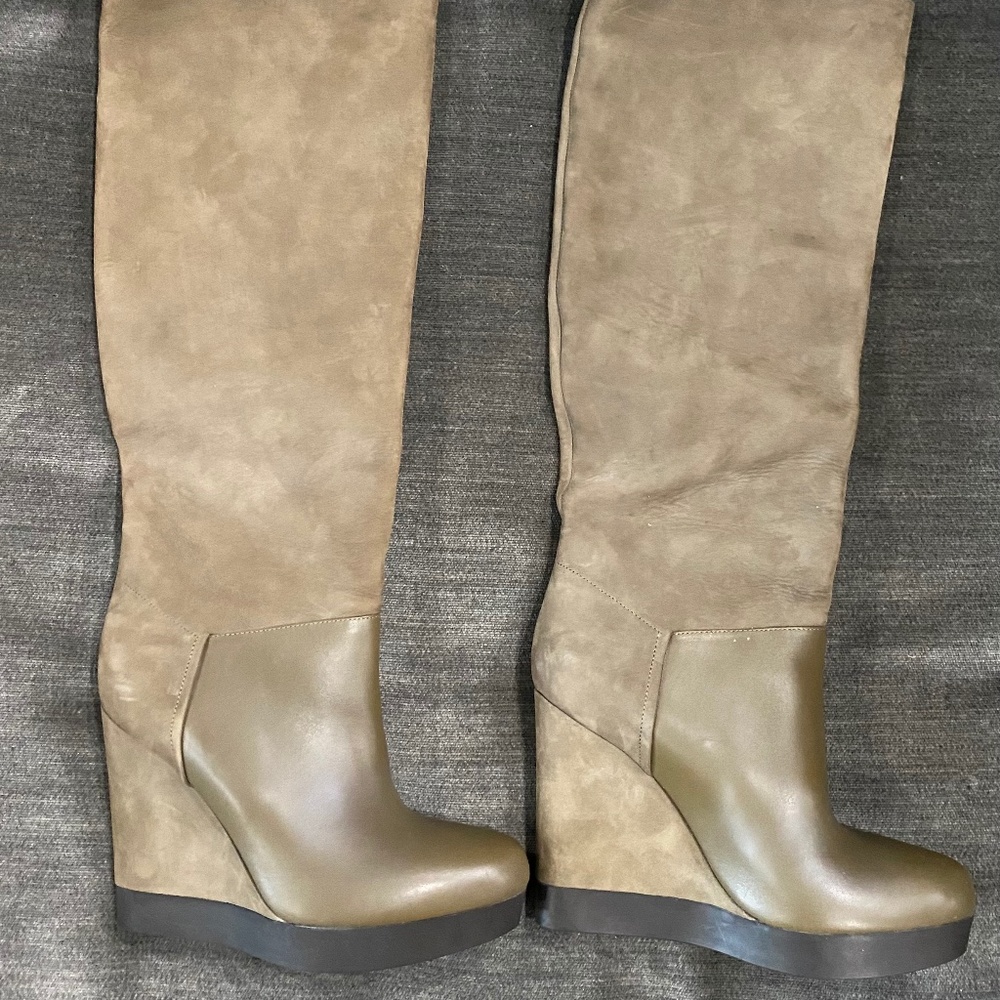 Vince. brand Leather Knee High Wedge Boots
